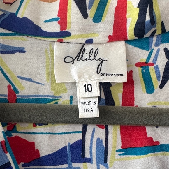 Milly Multicolor Abstract Silk Blouse - Picture 2 of 3